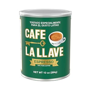 Cafe La Llave Dark Roast Ground Espresso Coffee 10 oz Can Authentic Cuban-Style Rich Bold Strong Flavor Intensely