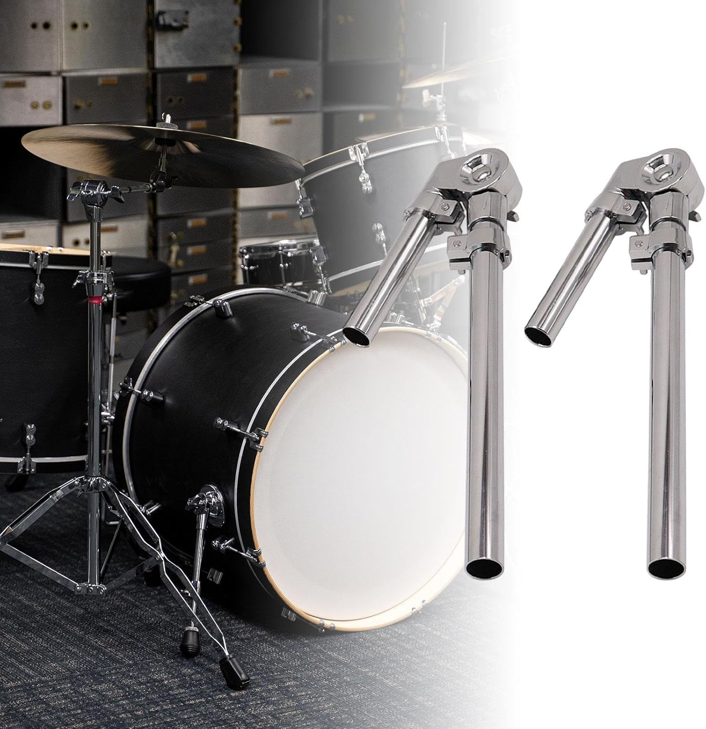 Generic Tom Holder Stand Tom Mount Arm Holder, Drum Rack Lightweight Durable Mount Bracket Hardware Parts for Drum Set Accessories, 2Pcs, 78023889111675178