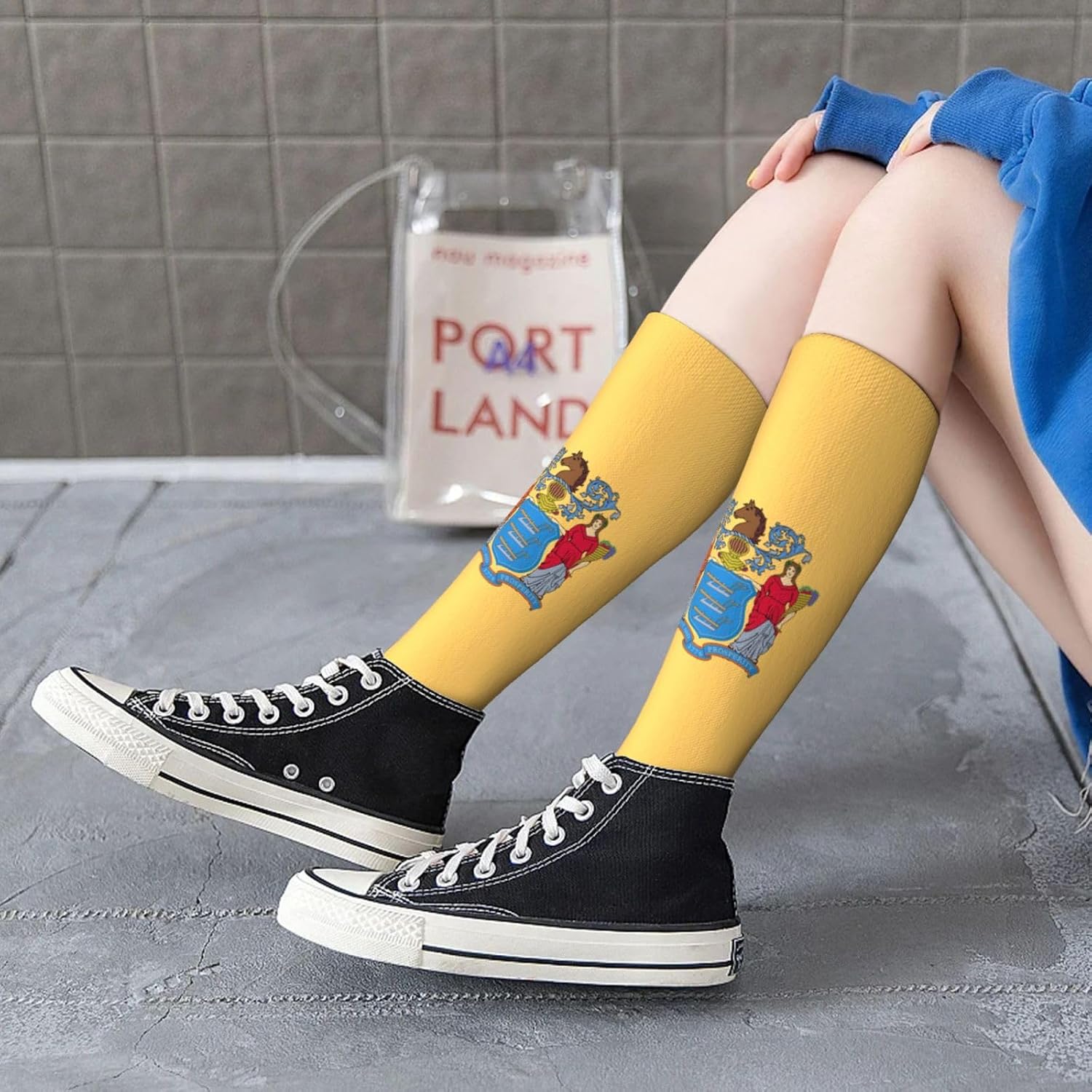 Flag Of New Jersey Print Adult Socks, Elastic Stretch Socks,Soft Breathable For Daily Sports Casual Wear