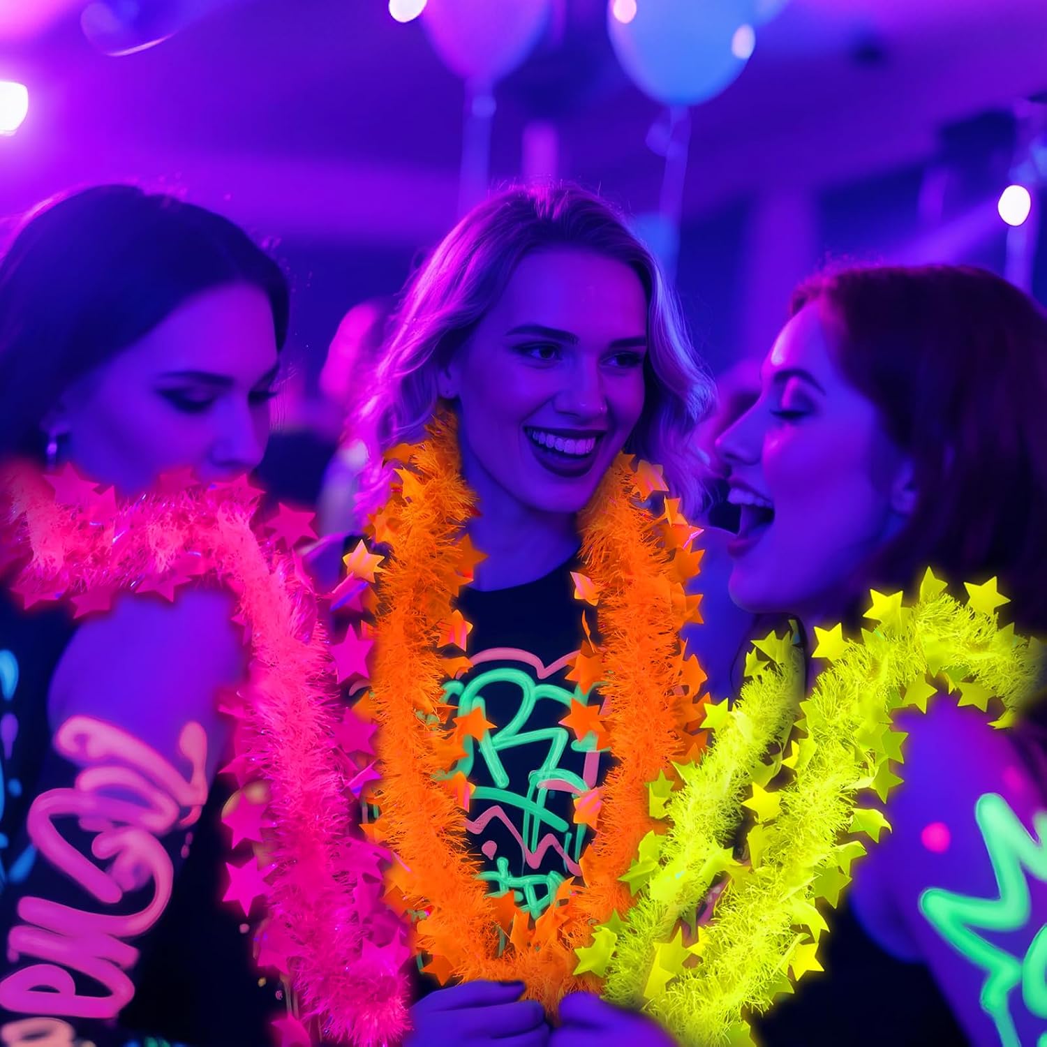Mega-L 12 Pcs Glow in The Dark Necklace, Glow in The Dark Party Supplies | Neon Fluorescent Blacklight Necklace Party Favors, Halloween Glow in the Dark Photo Booth Props, Necklaces for Women, Adult