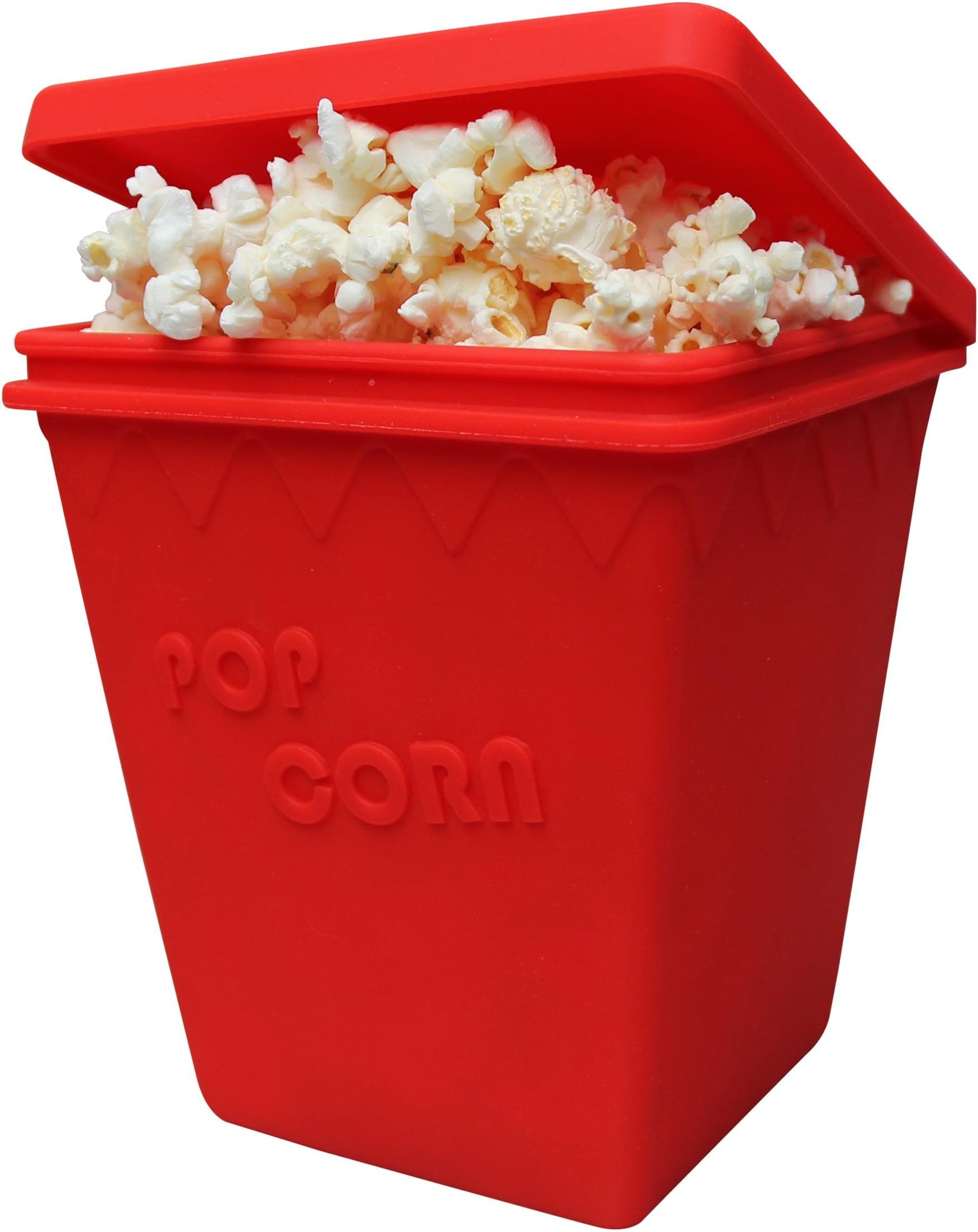 Microwave Popcorn Popper by MrLifeHack - BPA FREE Silicone Popcorn Maker - Makes Healthy Hot Air Popped Popcorn in 2 minutes - Dishwasher Safe, Red