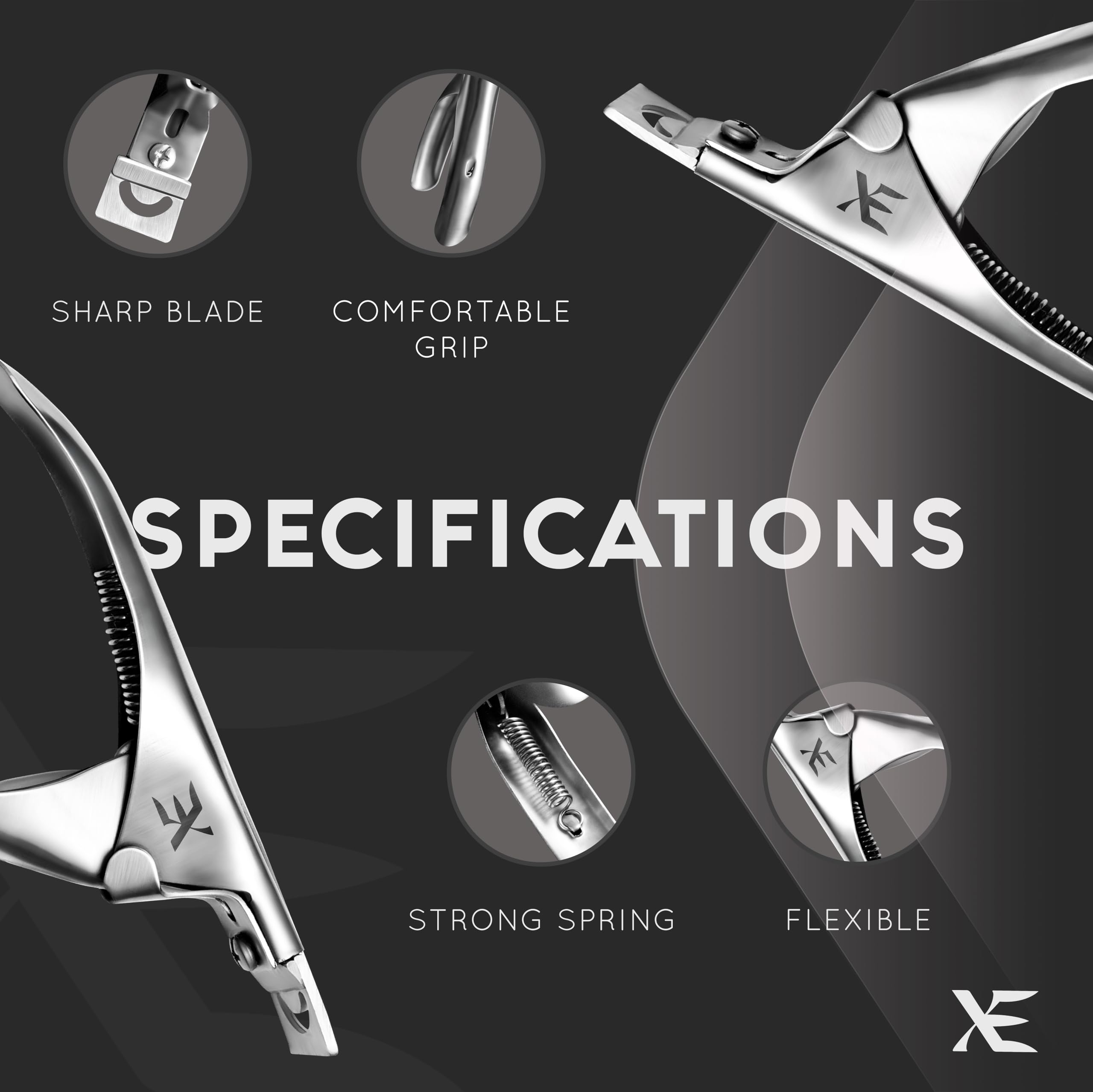 XE - Tagliaunghia professionale in acciaio inossidabile, usa e getta con lima, manicure pedicure, acrilico, gel