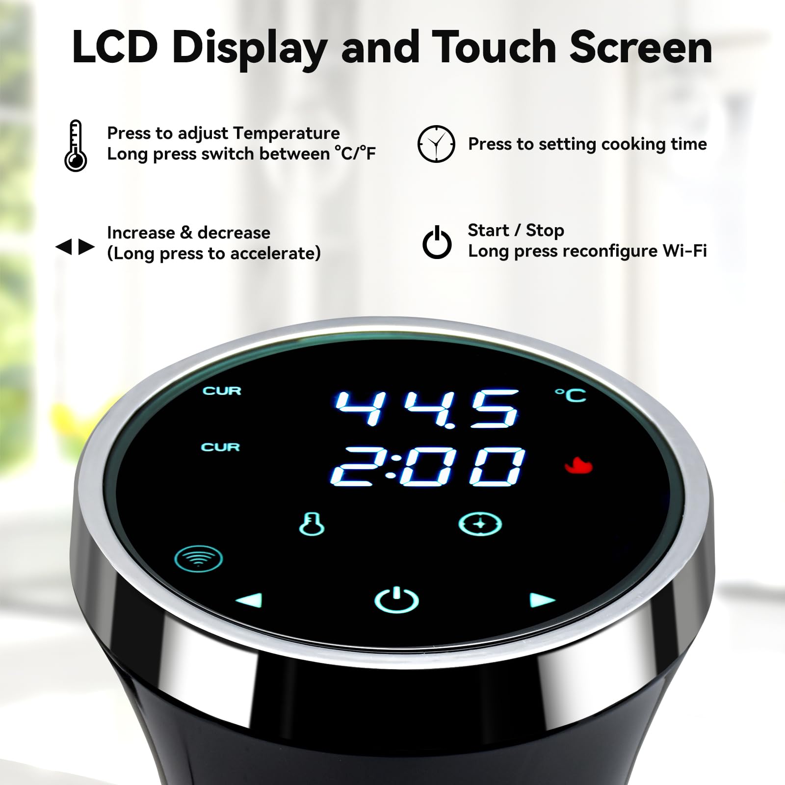 Cocina Sous Vide, circulador de inmersión de 1100 W para máquina Sous Vide, con pantalla táctil, control preciso de temperatura, cocina de precisión, perfecta para comidas tiernas y jugosas