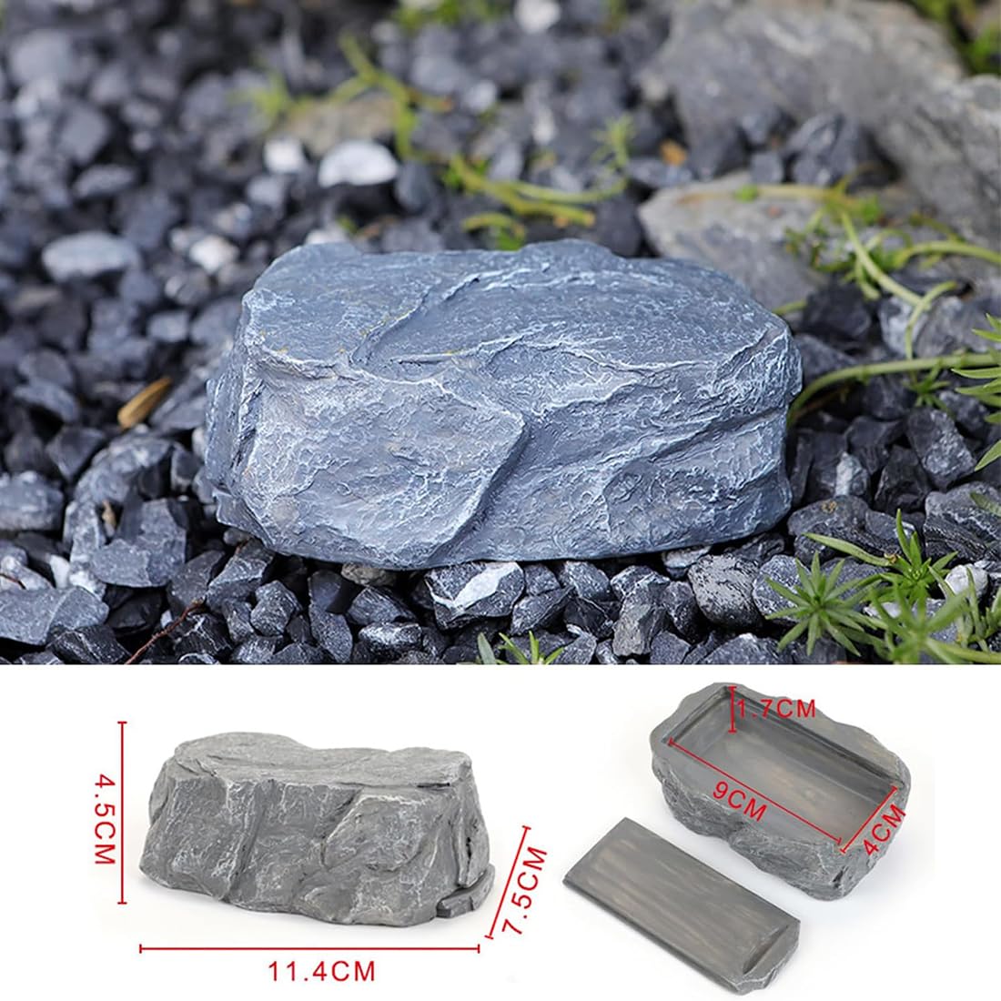 SURALIN 1 escondite secreto para llaves al aire libre, caja fuerte invisible de piedra para llaves, ideal para jardín, terraza y exteriores