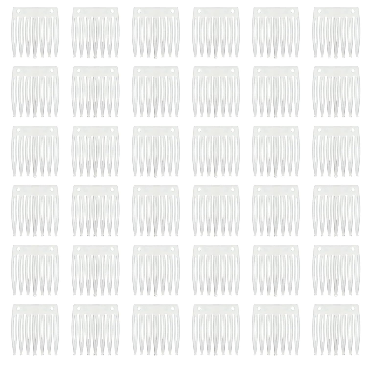 Honbay 60PCS 7 Teeth Plastic Hair Comb Hair Side Comb Hair Clip Comb Twist Comb Wedding Bridal Veil Combs Wig Combs Headpieces Accessories Combs Updo Bun Chignon Hair Styling Accessories (Clear White)