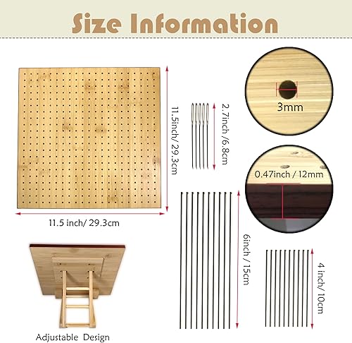 Miniatura 3 de Tabla de bloqueo de ganchillo de bambú de 11.5 pulgadas con 20 marcadores de punto de ganchillo, 5 agujas romas de costura de ojo grande y 20 pines