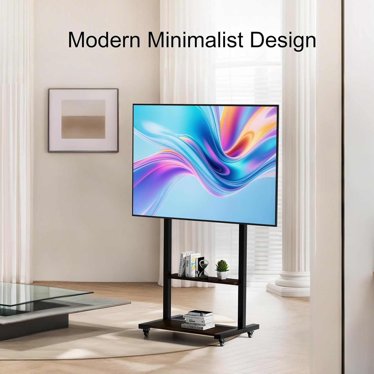 unho TV Mount Stand with Wheels for 40 55 65 75 85 86 95 98 100Inch LCD LED Flat up to 220 lbs, Max VESA800x600 mm Heavy Duty Portable Floor TV Stand Large Base Trolley Height Adjustable