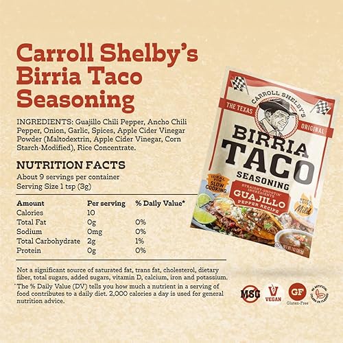 Miniatura 3 de Carroll Shelby's Original Texas Brand Auténtico condimento Birria Taco - Sabores salados y picantes para tacos y carnes (paquete de 12)
