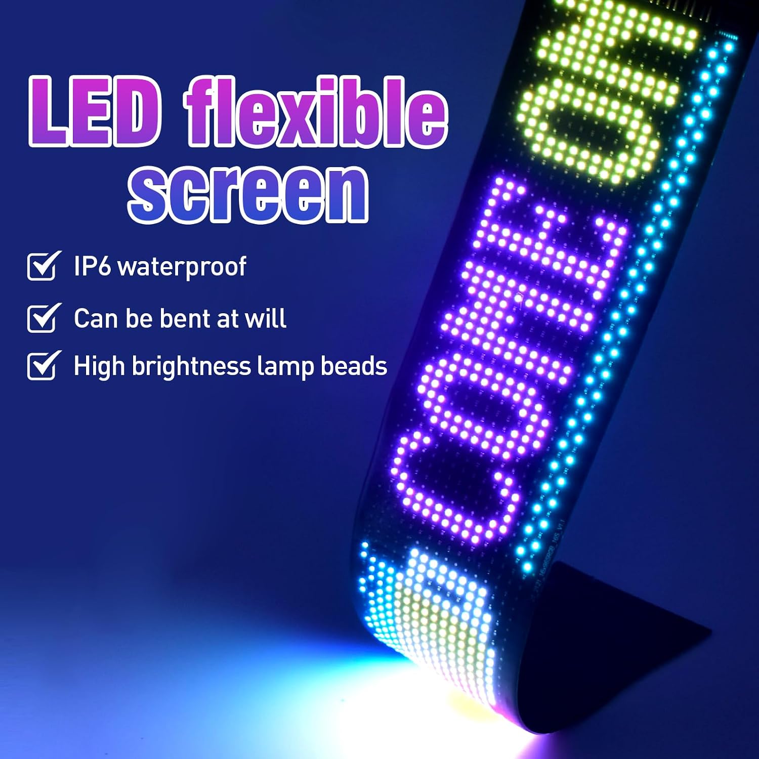 Programmable LED Light Signs for Car,Bluetooth APP Control,Custom Text,Animations 13" x 4" image 3