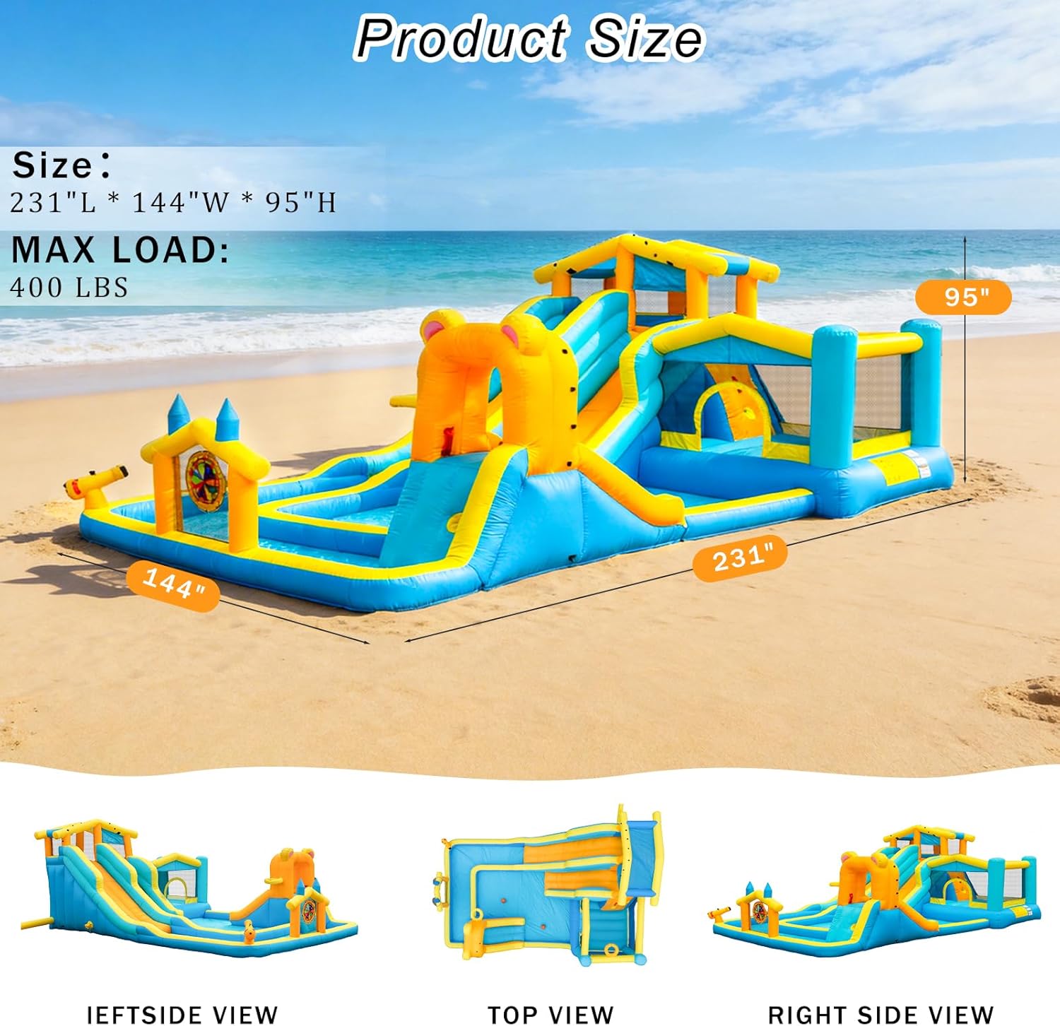19.2FT Giant Inflatable Water Dual Slide for Kids Backyard,Blow Up Bounce House Water Park with 650W Blower,2 Slides,Climbing Wall,2 Splash Pool,Basketball Hoop,Dartboard Game,Water Cannon