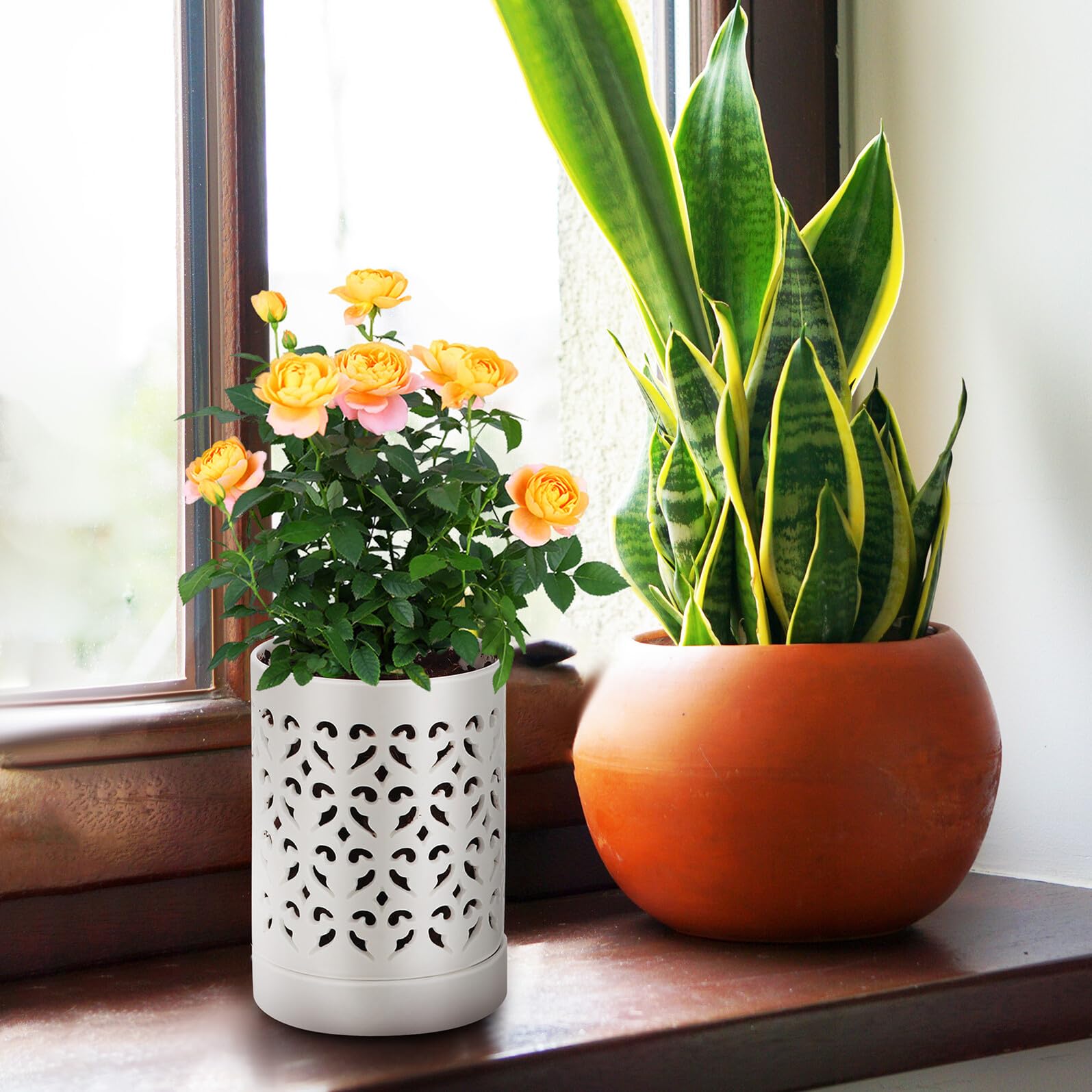 Lurrose Keramik Orchideentopf Zylindrisch mit Löchern für Zimmerpflanzen