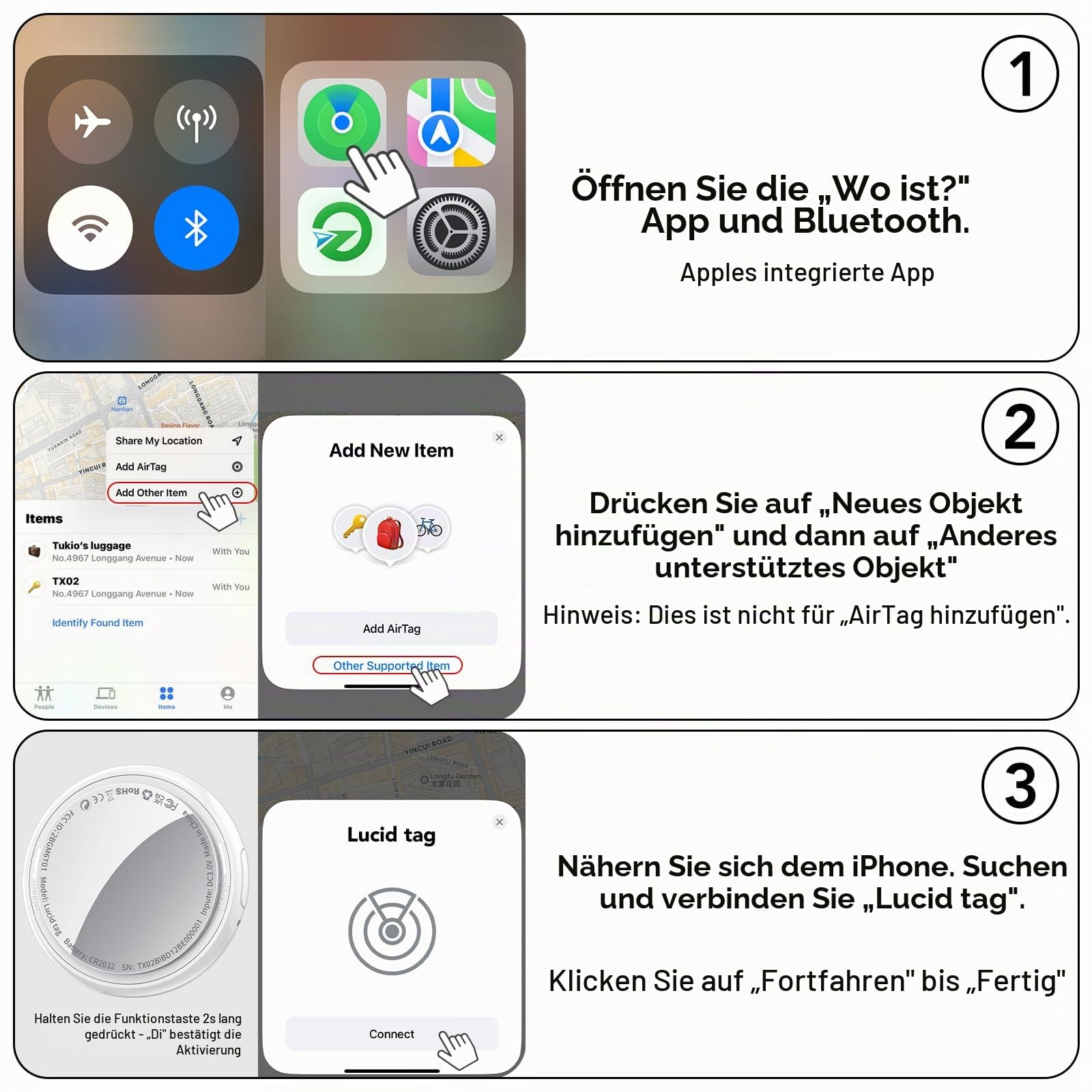 Air Tags Schlüsselfinder 16er Pack für Apple Wo ist? APP (Nur iOS) | [MFi-Zertifiziert] Smart Tracker Key Finder Austauschbarer Akku, 100 dB Alarm, Koffer Tracker für Gepäck/Taschen/Schlüssel