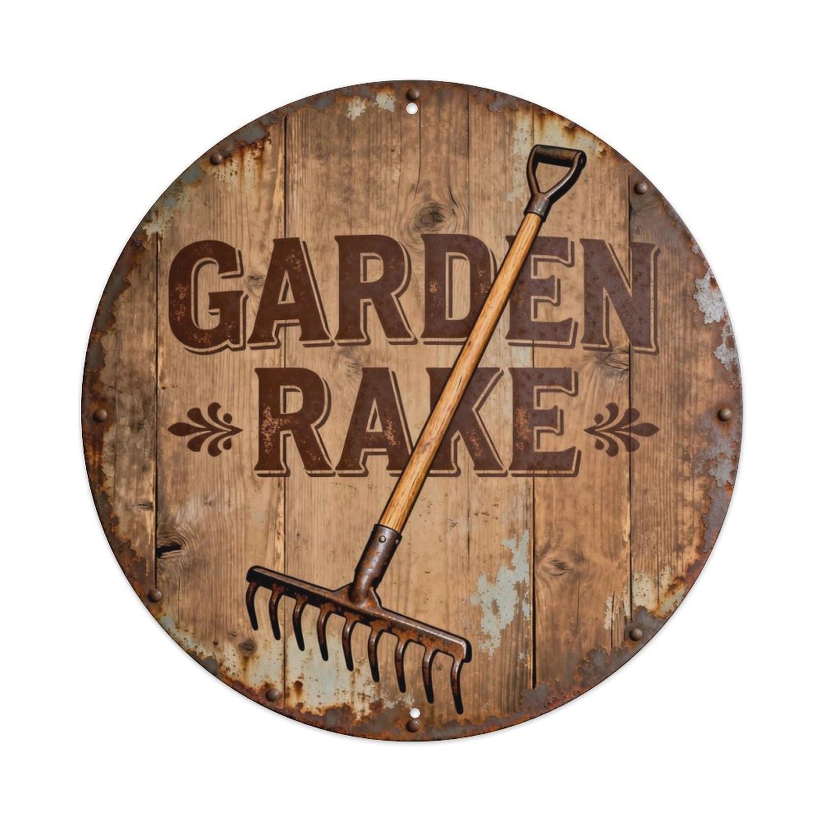 Garden Rake Metal Tin Sign Plaque