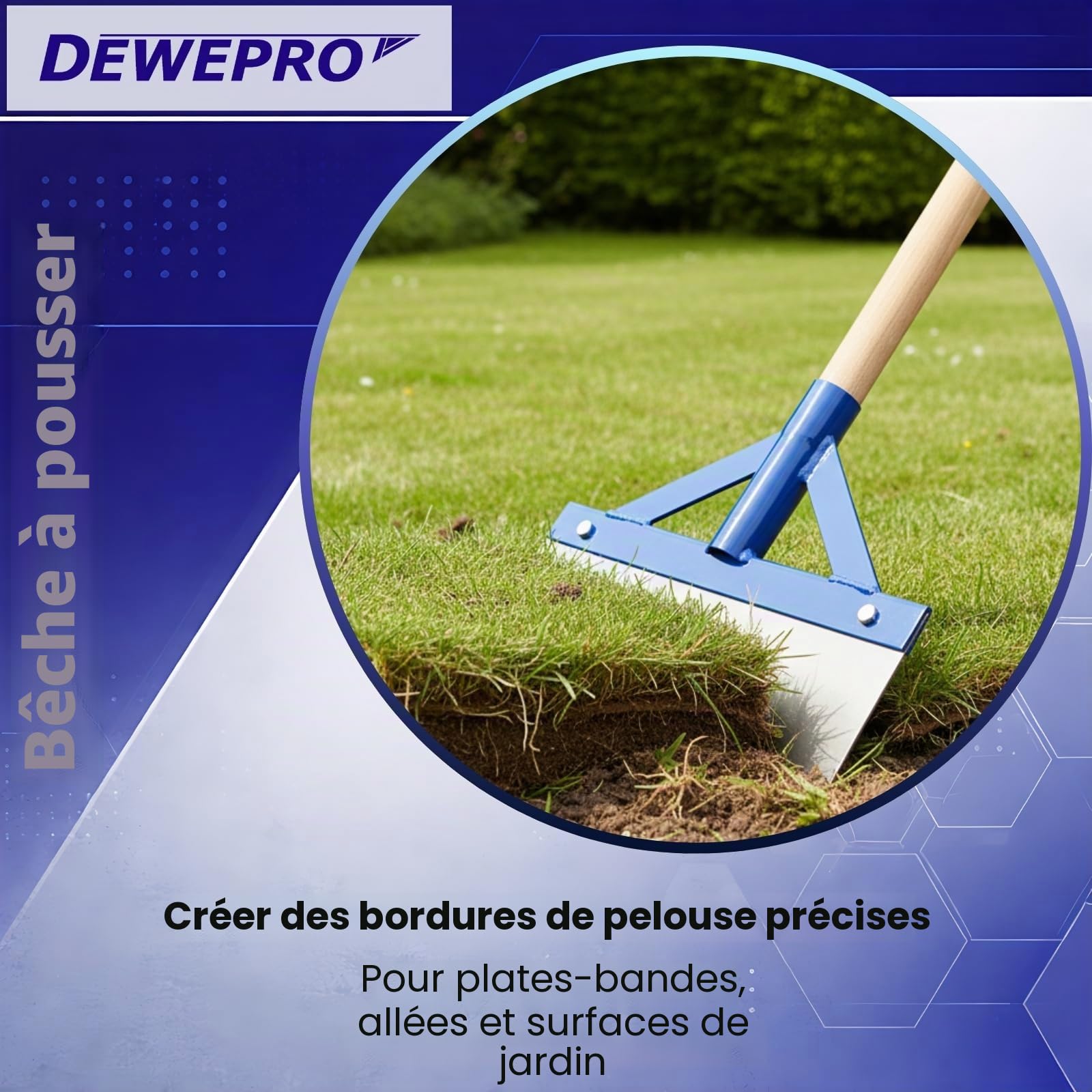 DEWEPRO Grattoir à choc avec manche en bois - Grattoir pour sol, goudron, plâtre, mortier – Très stable avec entretoises et lame en acier à ressort - Largeur : 300 mm - Longueur totale environ 137 cm. | Grattoir de sol robuste pour enlever la peinture, le