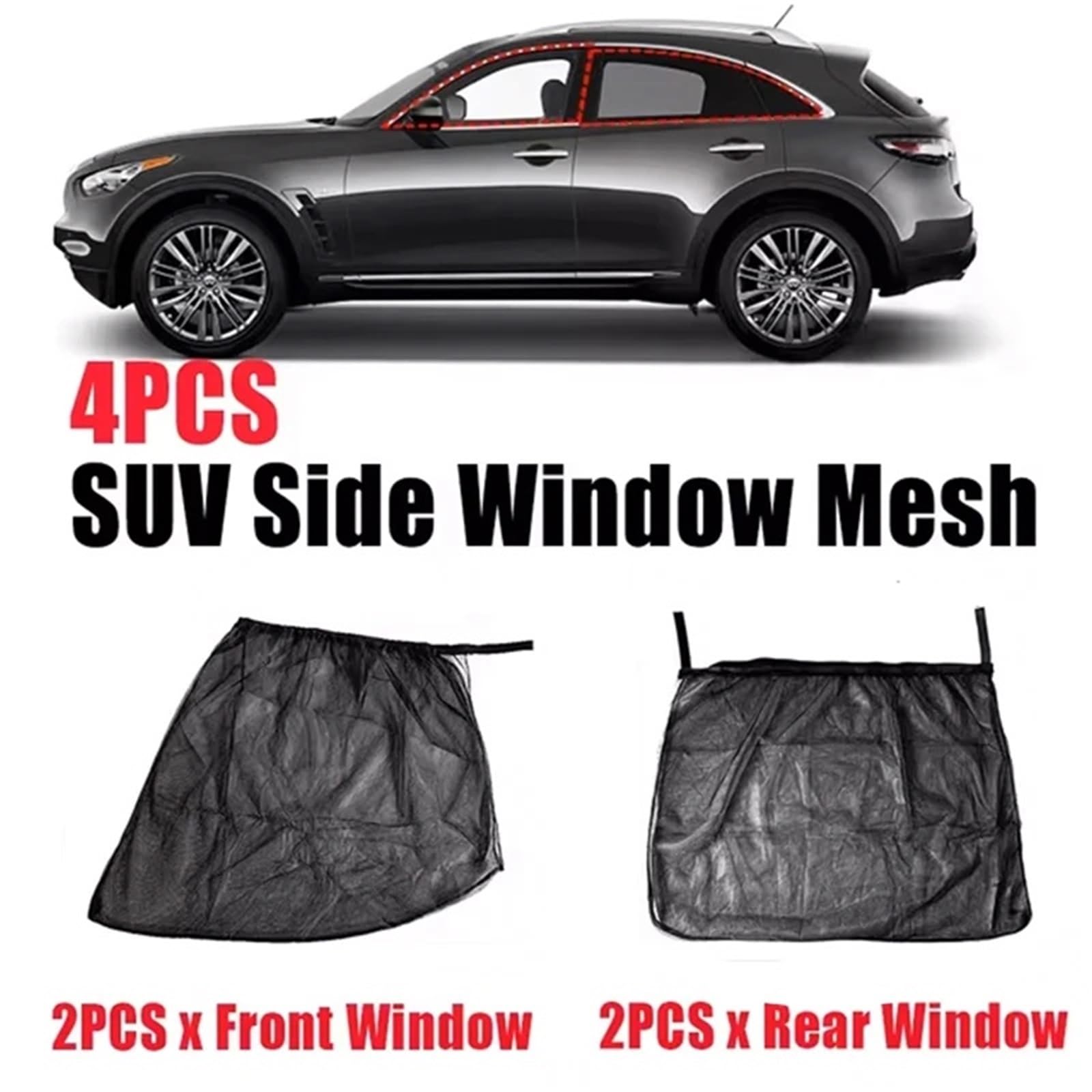 osłona szyby drzwi Siatka izolacyjna UV Protect Shield, pasuje do Dacii, pasuje do Dustera Logana, sprężyny Sandero Stepway Dokker Lo(4Pcs SUV Front Rear)