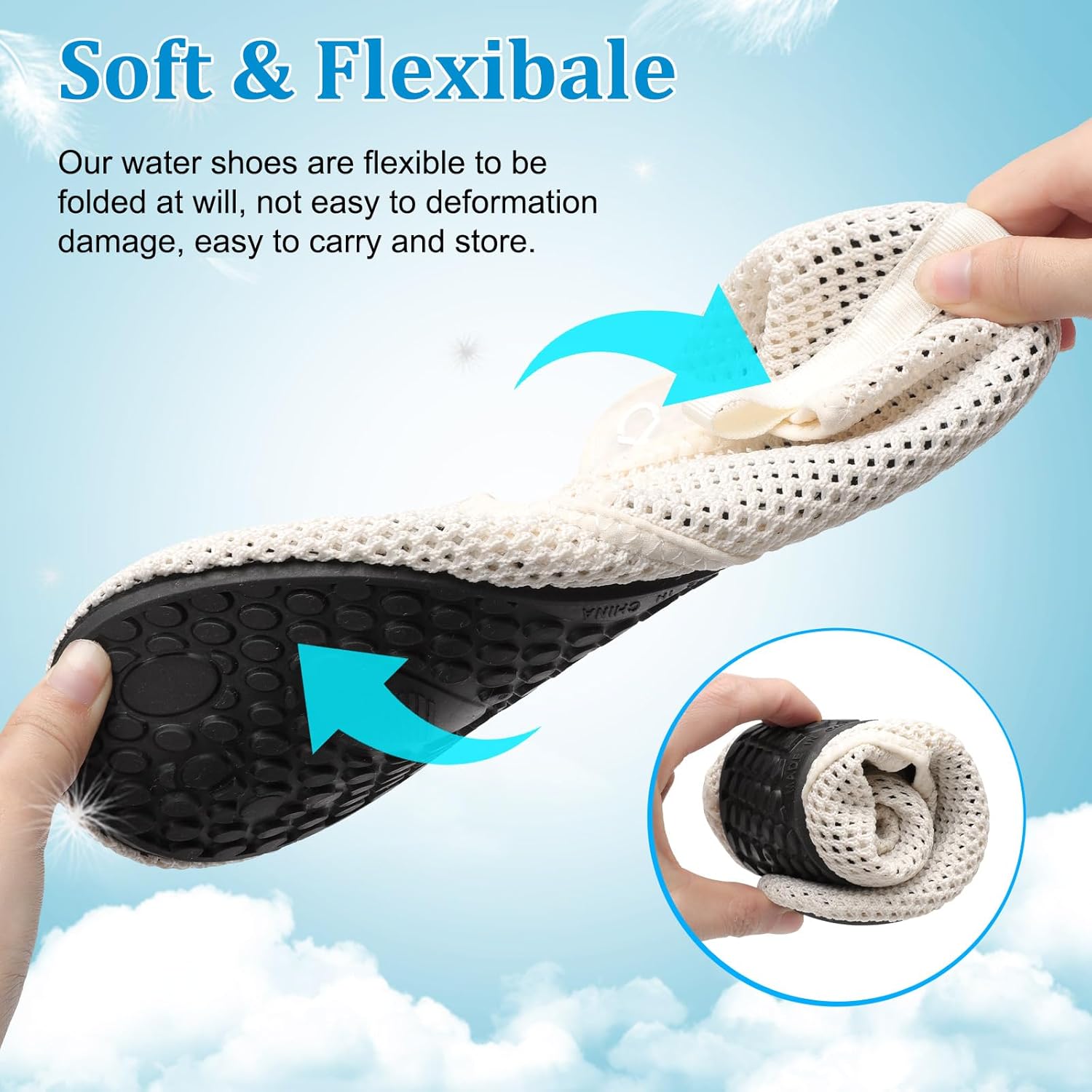 XIHALOOK Water Shoes for Women Men Swim Beach Aqua Socks Quick Dry Barefoot House Slippers with Adjustable Magic Tape for Pool Surf Yoga Travel - Image 6