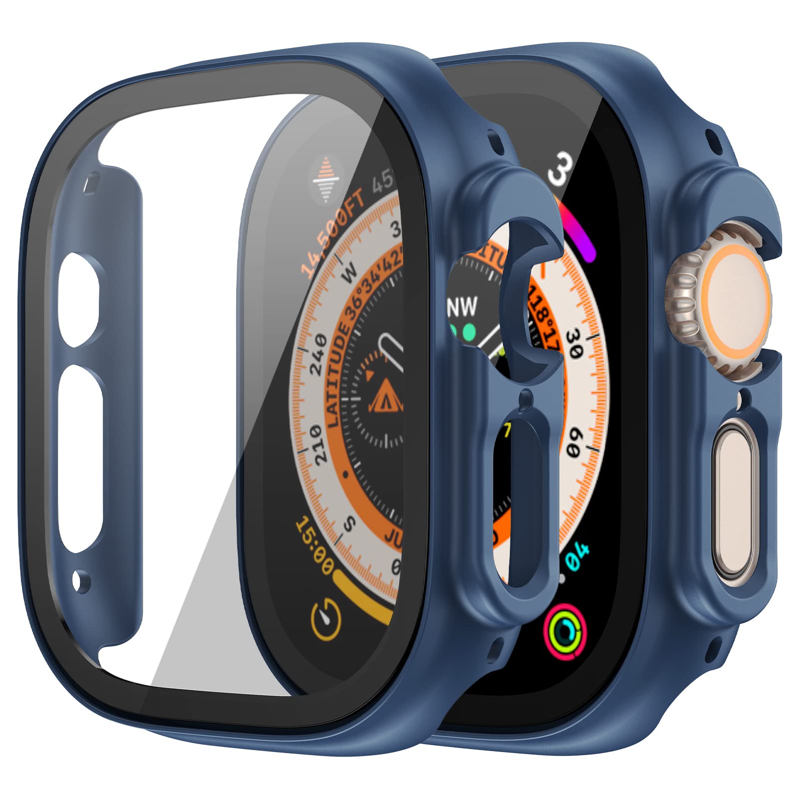 Goton [2 Pack] for Apple Watch Ultra Case 49mm, Apple Watch Ultra 49mm Case with Tempered Glass Film & Hard PC & All-Aroud Shockproof Protective & Ultra-Thin Bumper Cover for iWatch Ultra 49mm