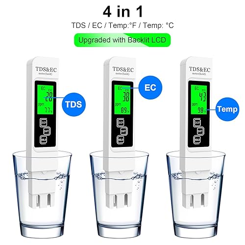 Miniatura 5 de Medidor TDS de lectura instantánea 4 en 1 más preciso hasta ahora - Mide TDS, CE y temperatura (CF) - Kit de prueba digital de agua para grifo,