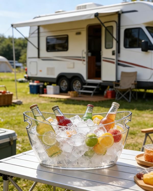 2-Pack Clear Acrylic Ice Buckets for Parties (5.5L Each) – Large Plastic Beverage Tubs with Scoops – Wine Bucket Chiller for Parties, Drink Buckets for Outdoor Events, Mimosa Bar, BBQ by ZILAMGOO - Image 8