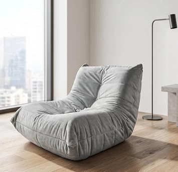 Bean Bag Chair for Adults Oversized Memory Foam Comfy Faux Fur Lounger, Fireside Lazy Floor Single Seat Sofa Couch Memory Foam Bean Bag Chair for Living Room, Bedroom, Dorm, or Office