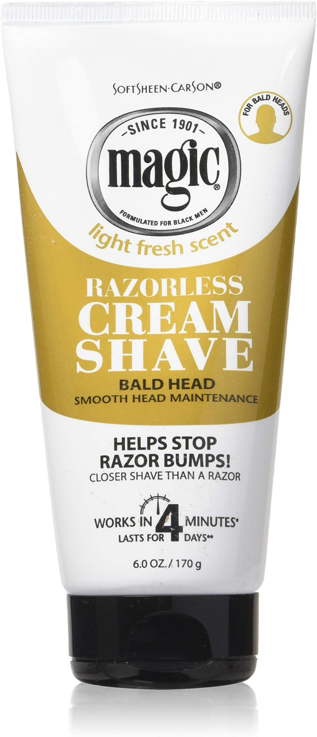 Razorless Cream Shave Bald Head 6 Ounce Tube (177ml) (6 Pack)