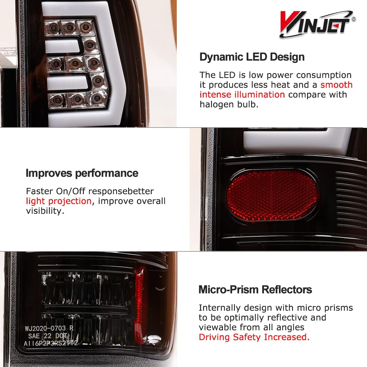 Winjet LED Tail Light Lamp Assembly for 1997-2003 Ford F150 99-2007 F250 F350 SuperDuty Taillights Brake Lamps Pair Driver and Passenger Side Clear Lens