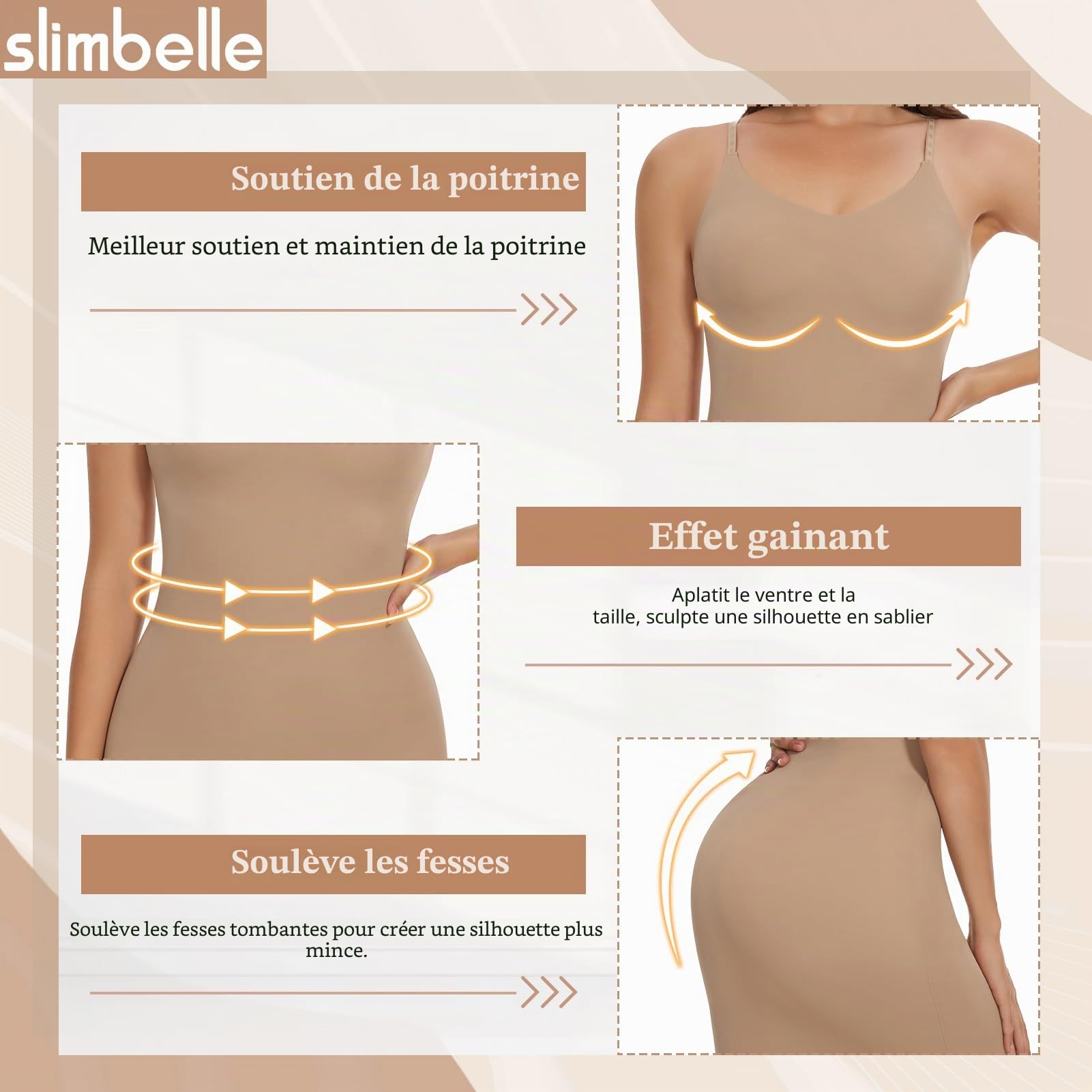 SLIMBELLE Robe Gaine Sculptante Femme Robe Amincissante Invisible Ventre Plat Robe Sculptante Body Shaper Femme