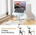 OMOTON Foldable 360 Rotating Laptop Stand for Desk, Adjustable Computer Stand Riser for Collaborative Work, Easy Storage Aluminum Holder Fit for All Laptops up to 16 inches (Blue)