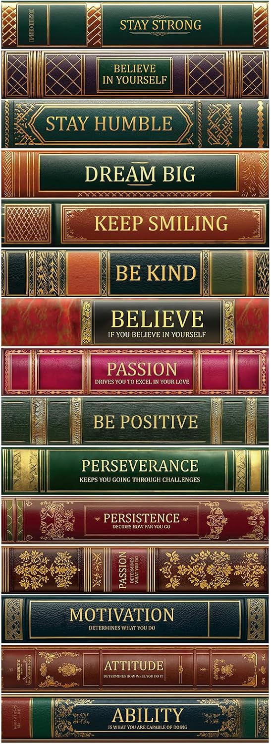 PLIGREAT 15 Strips Vintage Book Stair Stickers Peel and Stick,Stair Riser Stickers Decals 7.1"x39"Self-Adhesive Vinyl Creative Books Staircase Murals Sticker Decor for Home Hotel