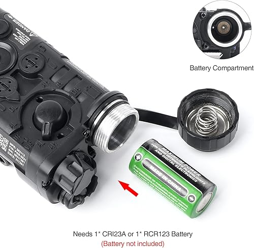 Miniatura 6 de NOBUHIRO Airsoft PEQ 15 miras láser, láser IR + láser verde + linterna LED blanca + LED blanco y láser verde 4 modos, caja PEQ de plástico con