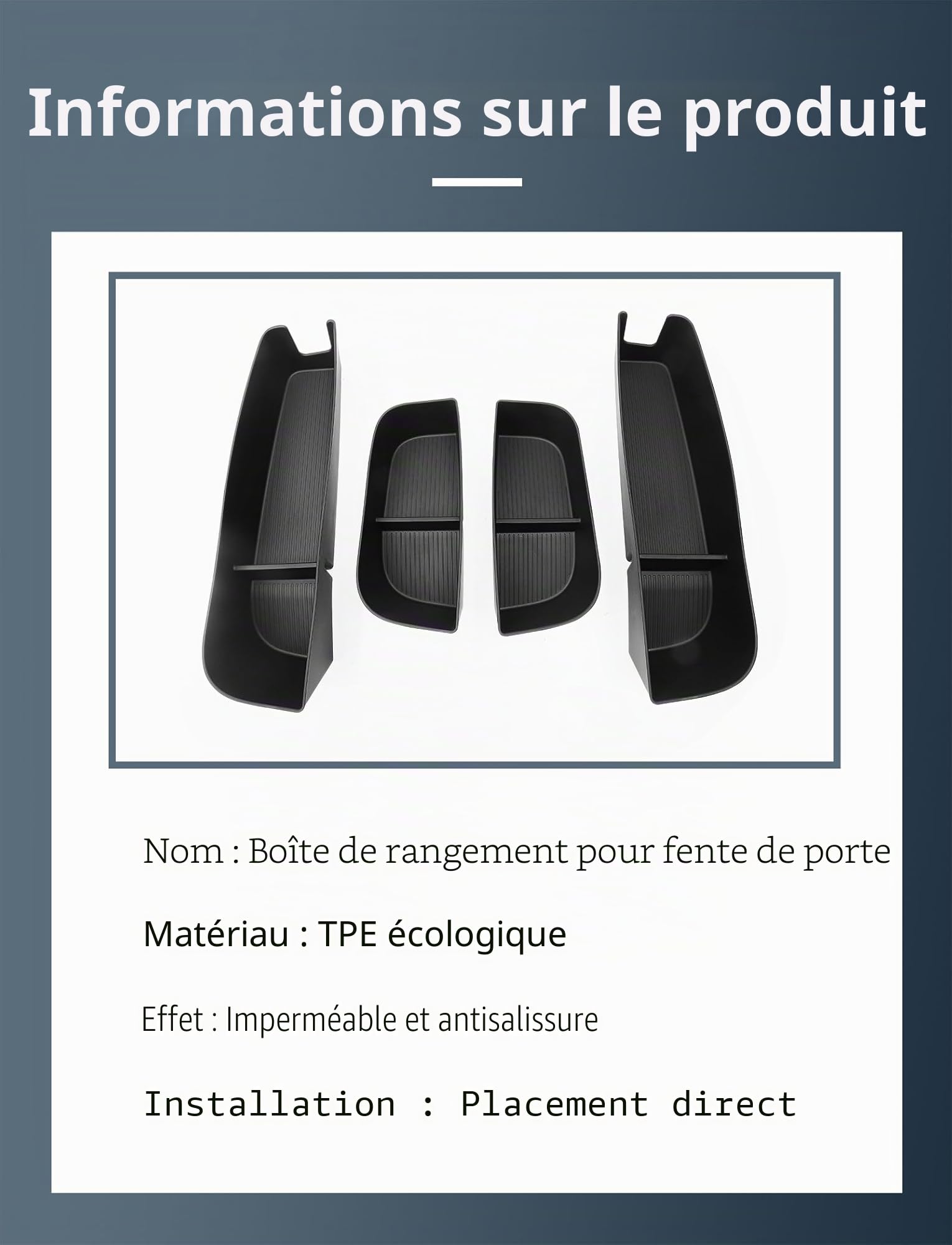 smabee 4 pièces Boîte de rangement latérale Doo pour Xpeng G6 2023 2024 2025 Organisateur de rangement pour porte latérale avant et arrière imperméable pour accessoires Xpeng G6 TPE Noir
