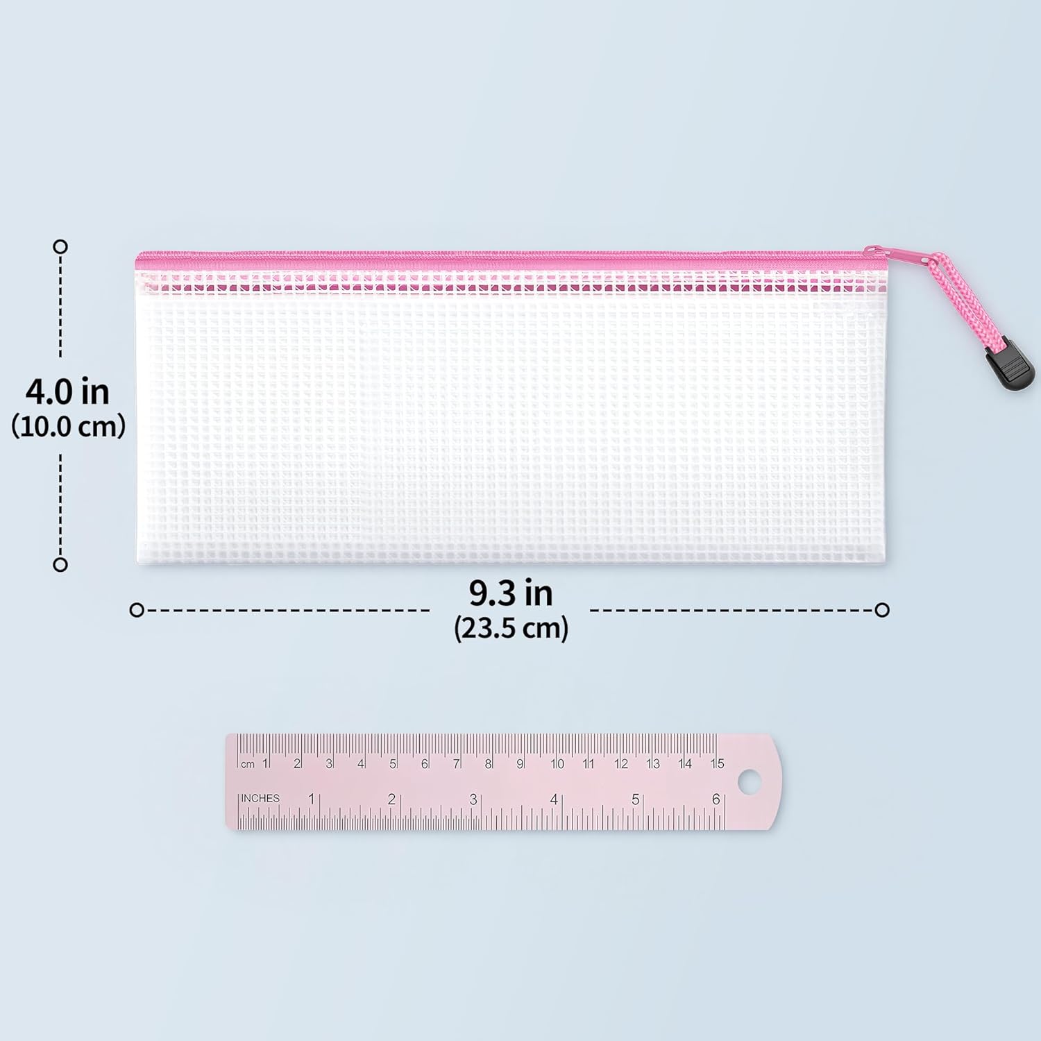 JARLINK 10 Pack A6 (9.3 × 4.0 in) Mesh Zipper Pouch Bags, Waterproof Pencil Pouch for School Supplies Storage, Small Zipper Pouches for Cash, Cosmetics, Travel Organization, 10 Colors - Image 2