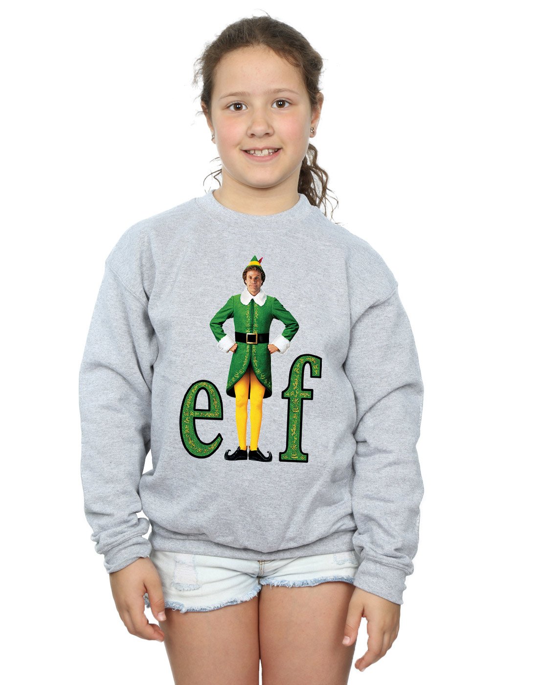 Elf Girls Buddy Logo Sweatshirt 12-13 years Sport Grey
