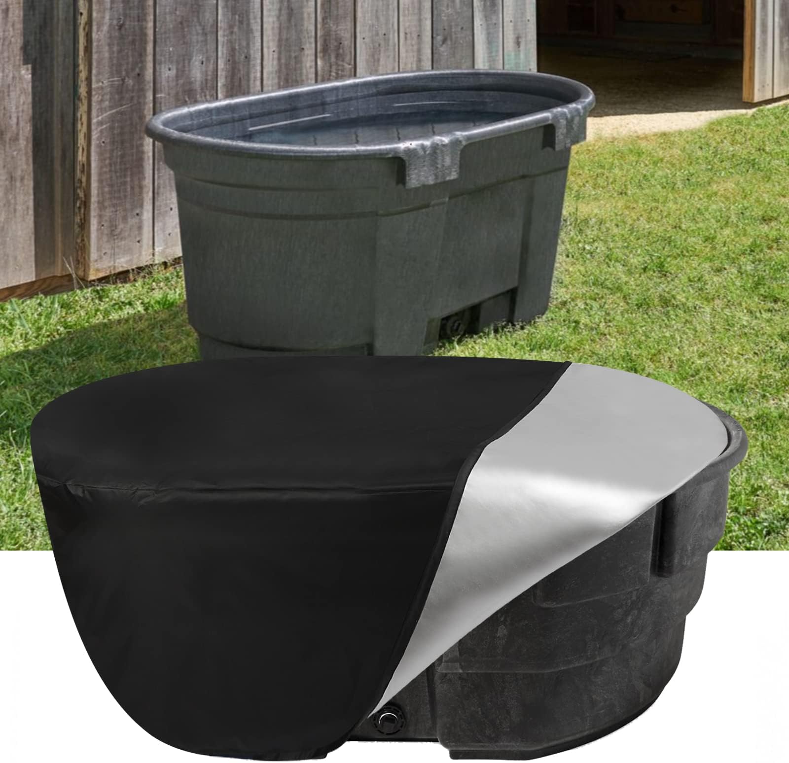 420D Oxford Stock Tank Cover, Keep Your Water Tank, Tub, Pool Clean (for Rubbermaid 100 Gallon Oval Tank)