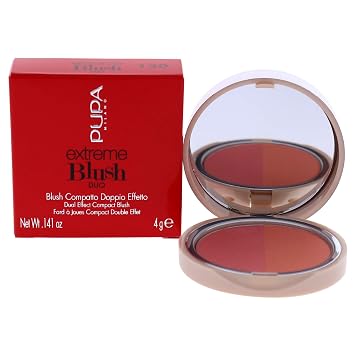 Pupa Milano Extreme Blush Duo - Compact Blush with a Dual Effect - Lightweight, Blendable Powder - Dermatologically Tested - 130 Matt Salmon - 0.141 Oz