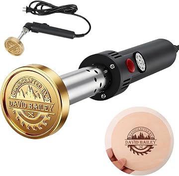 KAINSY Custom Electric Branding Iron for Wood, Black Adjustable Temperature Controlled Branding Iron, Personalized Logo Metal Branding Iron for Wood Burning Stamp Leather, Woodworking Tools DIY Gift