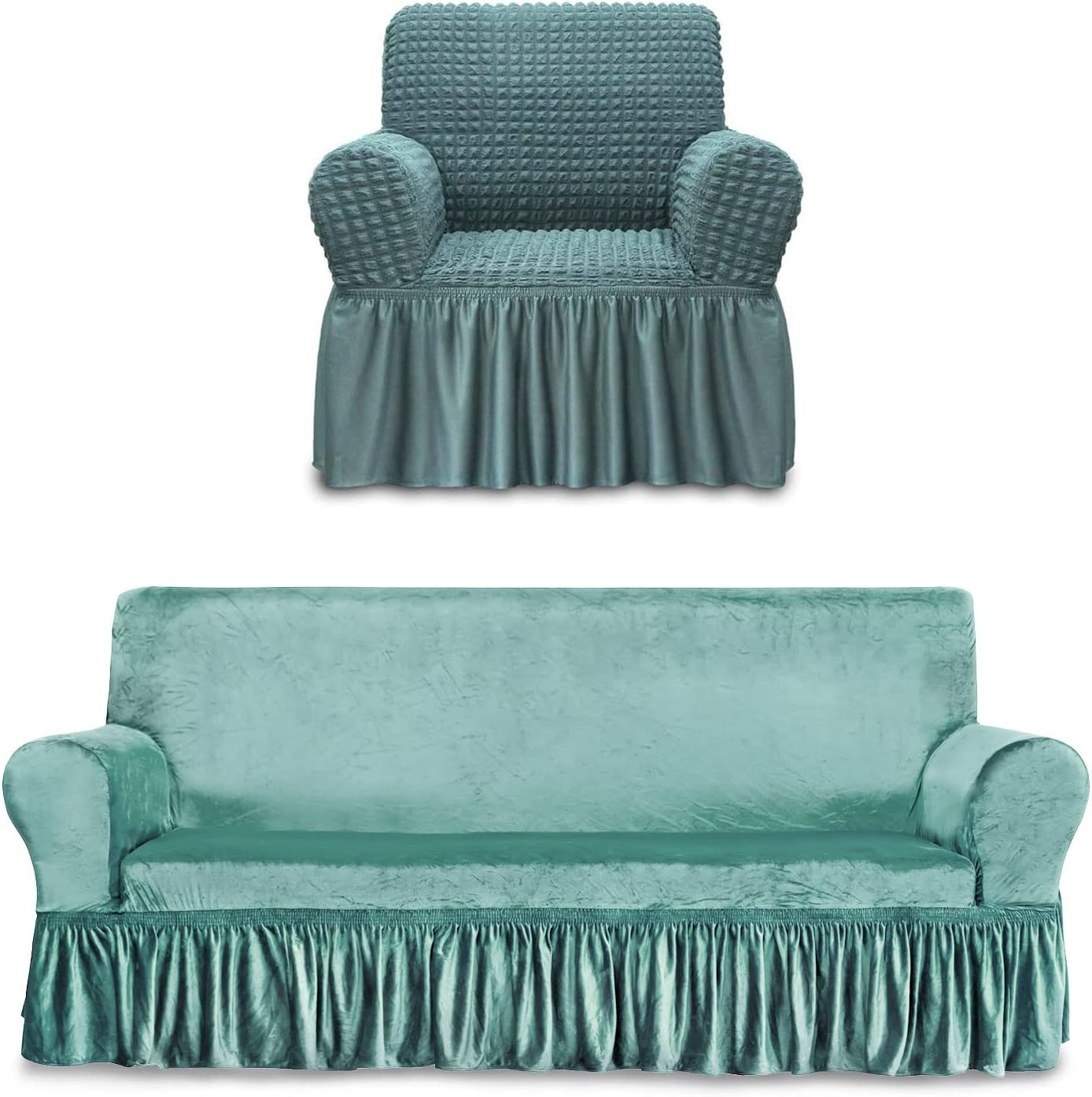 NICEEC Sage Armchair Covers and Couch Cover Bundle