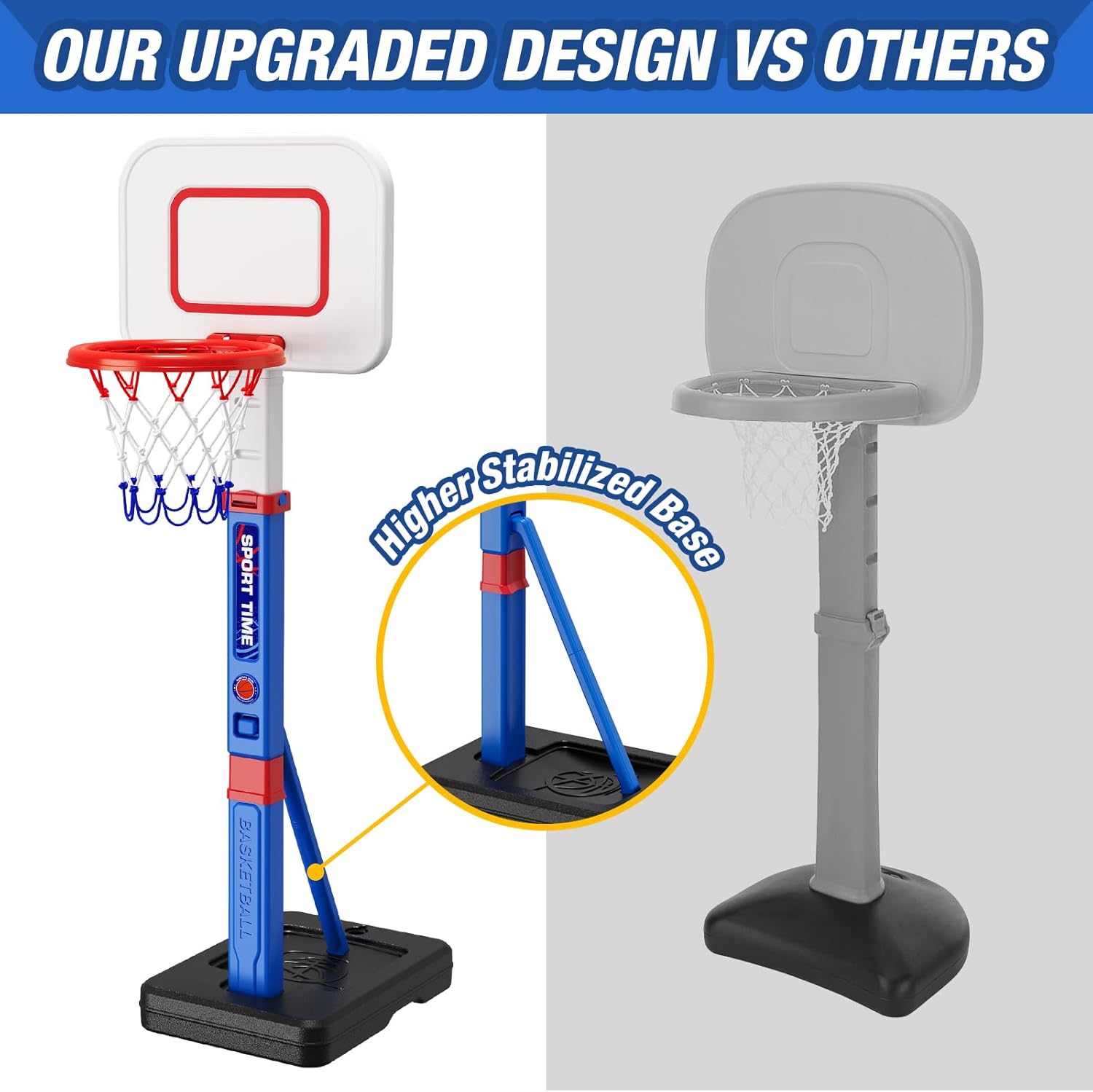 Toddler Basketball Hoop, 55" Height Adjustable Basketball Hoop for Kids 3-5, Kids Basketball Goal, Indoor Outdoor Sport Toys Christmas Birthday Gifts for Baby Boys Girls