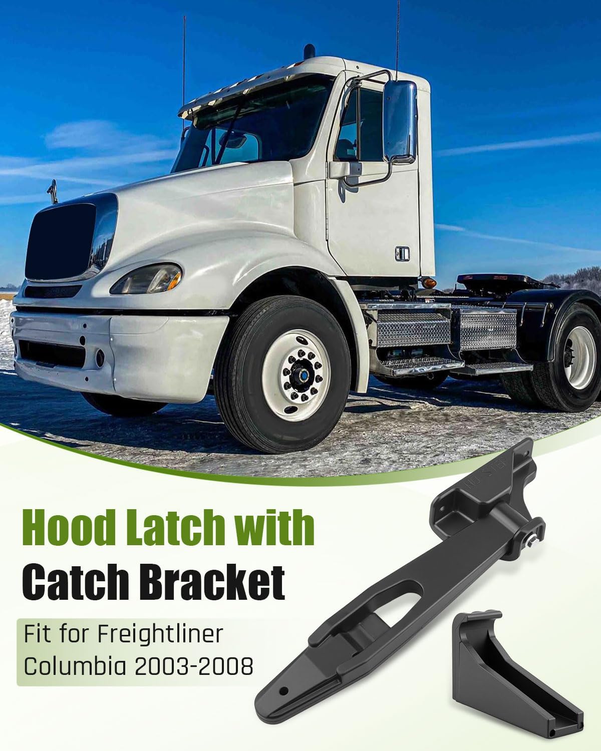 Hood Latch with Catch Bracket Fit for Freightliner Columbia 2003–2008, Left & Right Hood Lock Assembly Replace A17-15553-000 / A17-15553-001 – Durable Front Hood Latch Pair