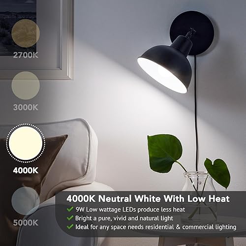 Miniatura 5 de Bombilla LED A19, bombillas LED equivalentes a 60 W, blanco neutro 4000K, 850LM, base E26, no regulable, 9 W blanco brillante, paquete de 12