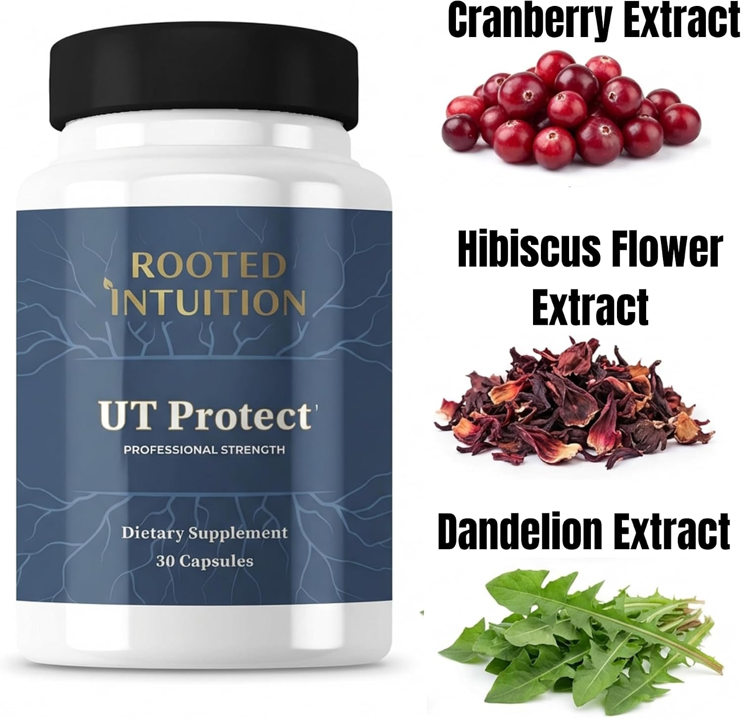 UT Protect | Triple-Action Urinary Tract Defense with Anthocran Cranberry Hibiscus Ellirose and Dandelion | Non-GMO Gluten Free | 30 Capsules