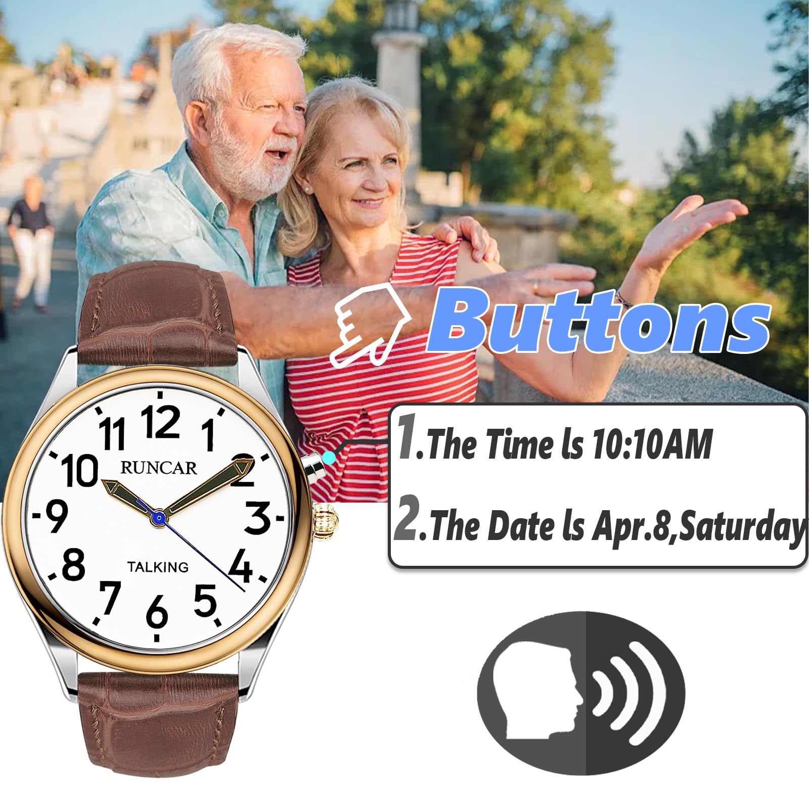 Reloj parlante en inglés americano que habla con hora clara y fuerte, fecha y hora de alarma, reloj parlante grande y claro para hombres mayores, personas con discapacidad visual o ciegas