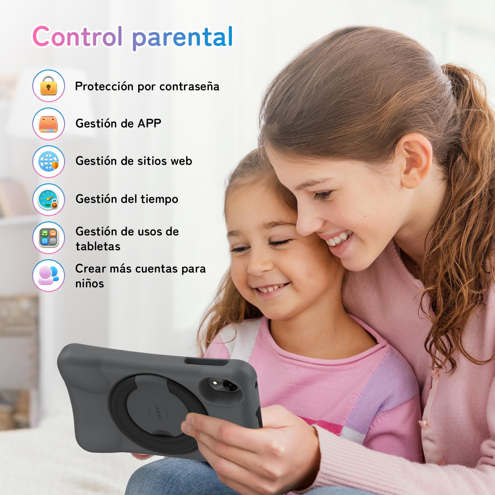 UMIDIGI Tablet para Niños 8 Pulgadas, G1 Tab Mini Kids Tablet, 7GB (3+4) + 32 GB/TF 1 TB, Quad-Core, 6000 mAh, Tableta Infantil con Control Parental, WiFi 6/BT5.0, Dual 5MP Cámara