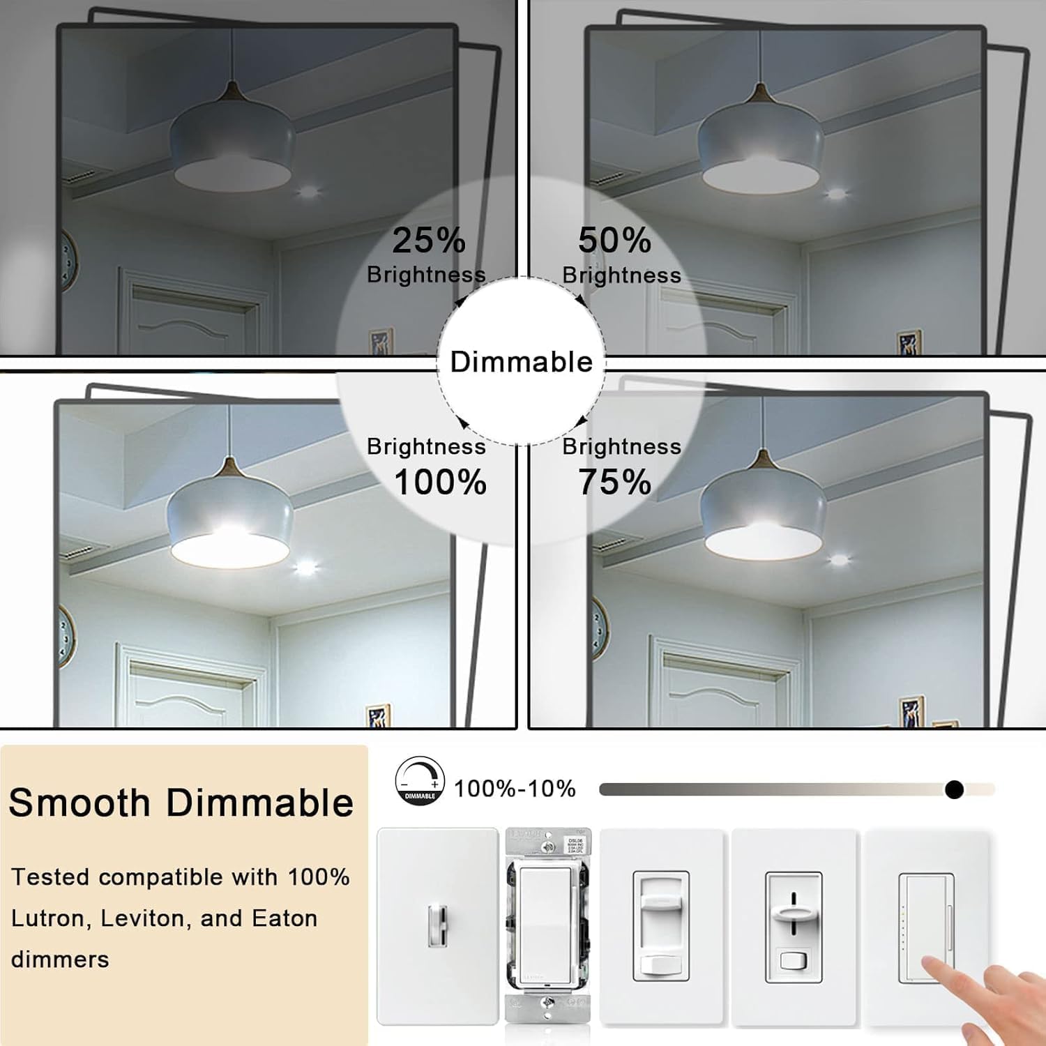 7.3 Inch E26 Led Bulb 6W Dimmable, 5000K Daylight Edison Bulbs 800LM, Equal 80 Watt Tubular T10 T9 Long Clear Glass Light Bulb for Pendant Pipe Wall Sconces Chandeliers - 2Pack