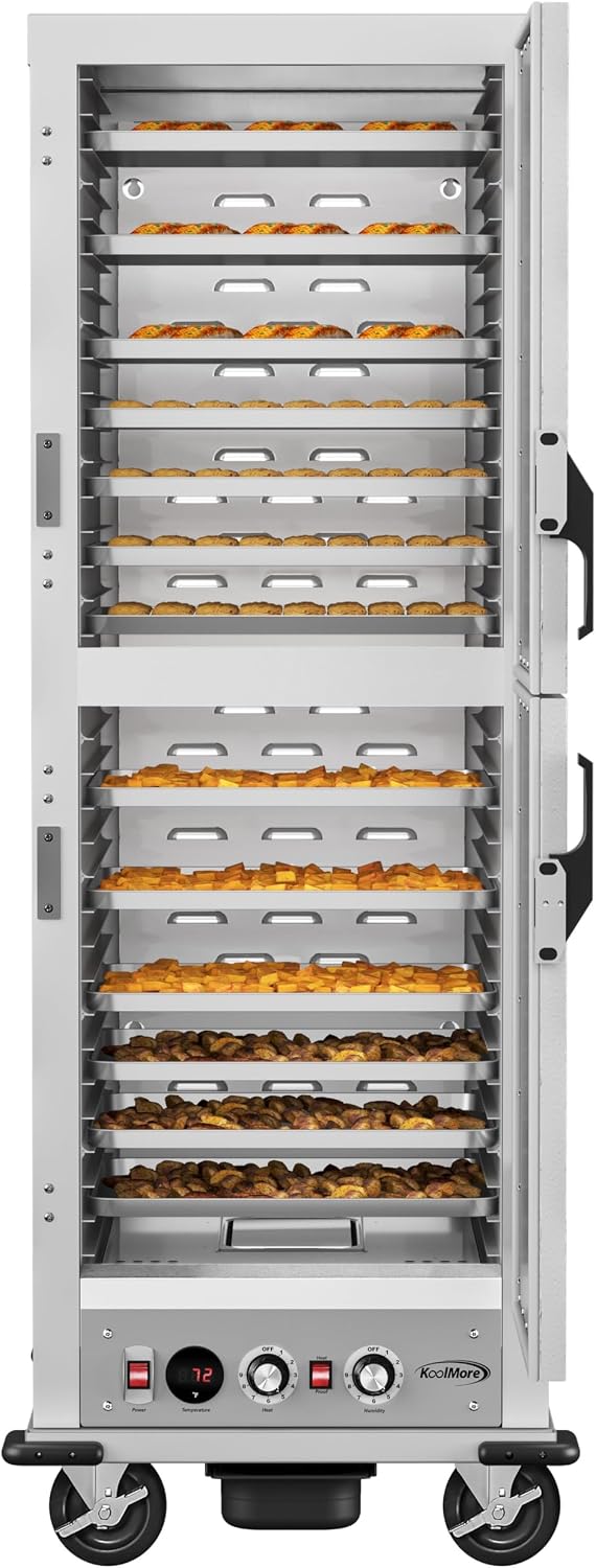 KoolMore 33 in. Commercial Insulated Heated Holding/Proofing Cabinet with 36-Pan Capacity and Solid Dutch Doors in Silver, UL and NSF Listed (KM-CHP36-SIDD)