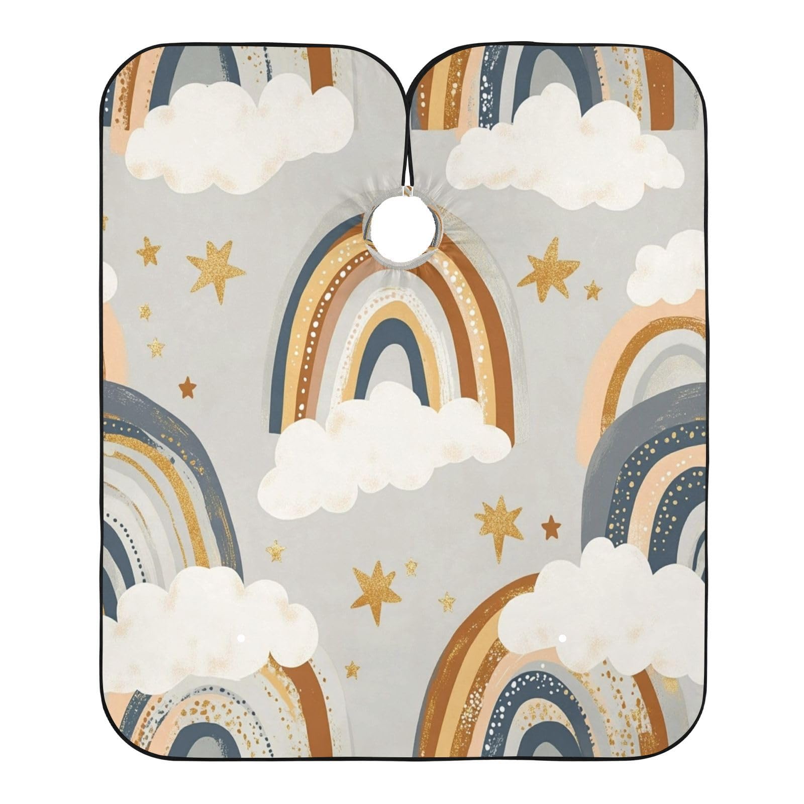 Kigai Cartoon Rainbow Hair Cutting Cape for Men & Women Waterproof Barber Cape Professional Hairdressing Salon Styling Apron with Adjustable Closure Snap