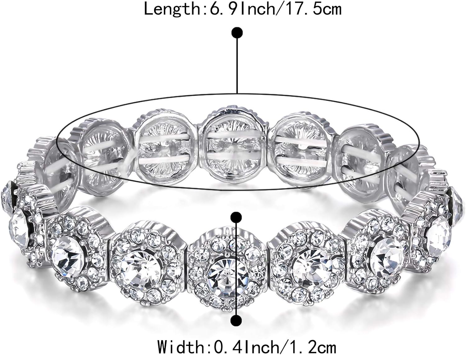 BriLove Women's Wedding Bridal Crystal Rhinestone Beaded Stretch Bangle Bracelet - Image 4