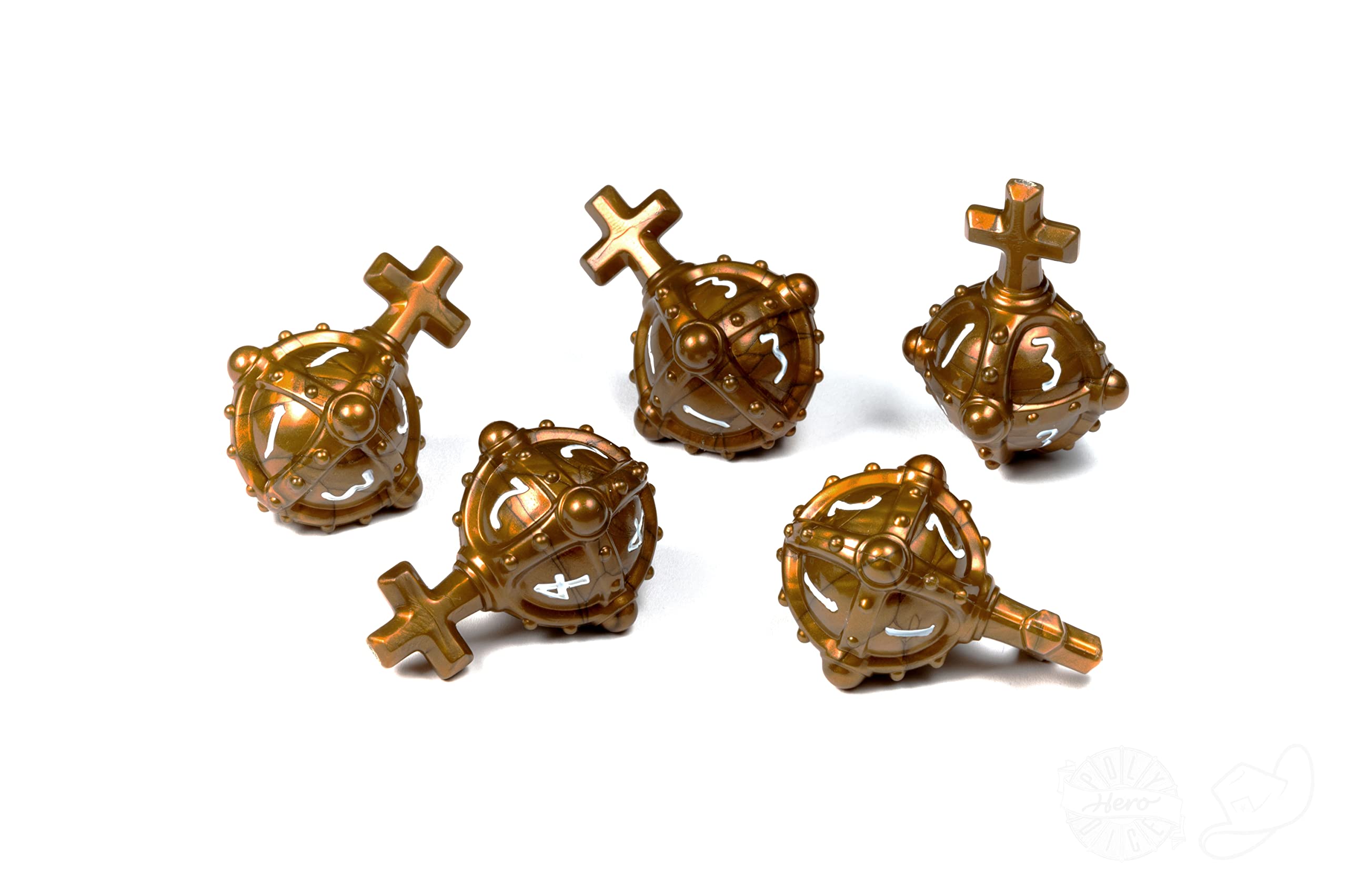 PolyHero Cleric 5d4 Hallowed Hand Grenades Merciful Gold & White Dice Set