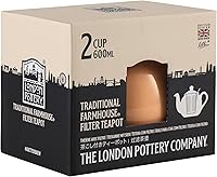 Vista 3 de London Pottery Tetera Farmhouse con infusor, cerámica, albaricoque, 2 tazas (20.3 fl oz)