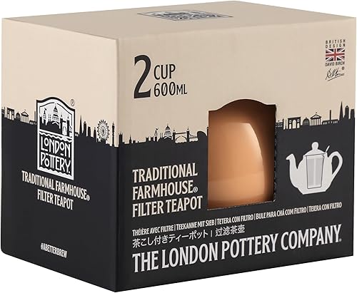 Miniatura 3 de London Pottery Tetera Farmhouse con infusor, cerámica, albaricoque, 2 tazas (20.3 fl oz)
